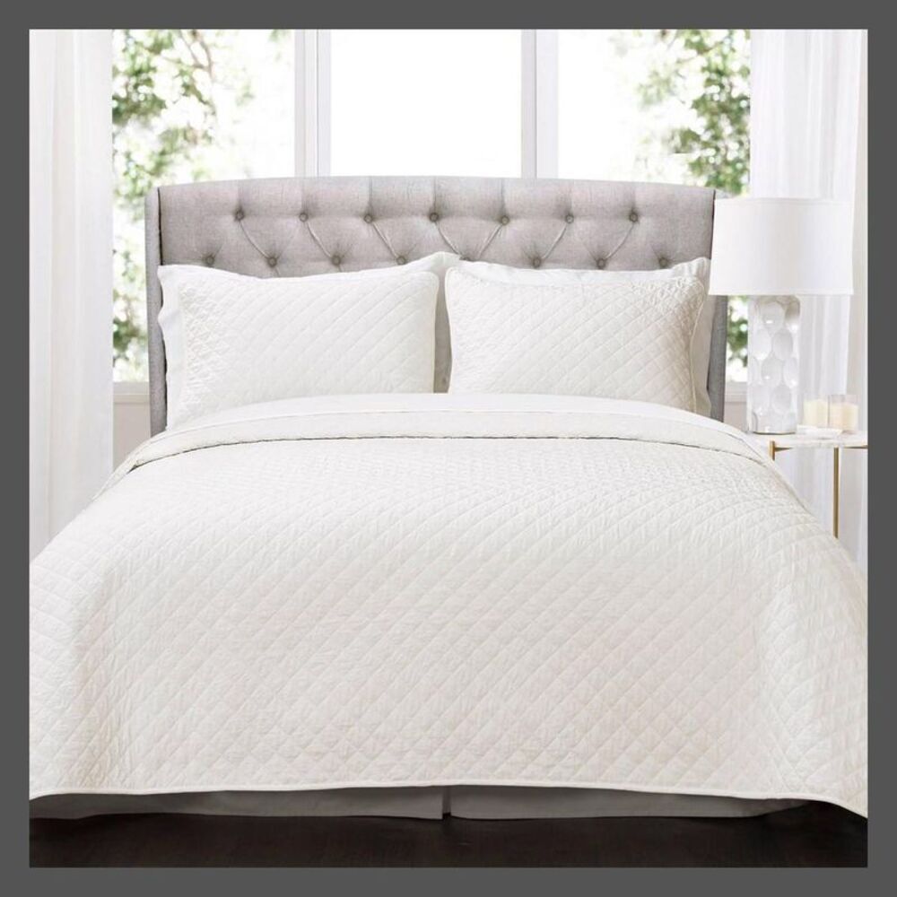 Lush Decor - Lush Décor 3pc California King Ava Diamond Oversiz White